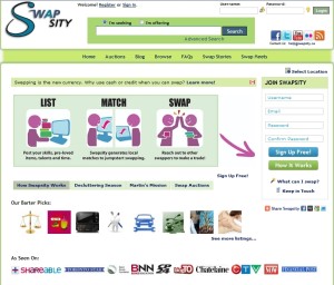Swapsity Landing page
